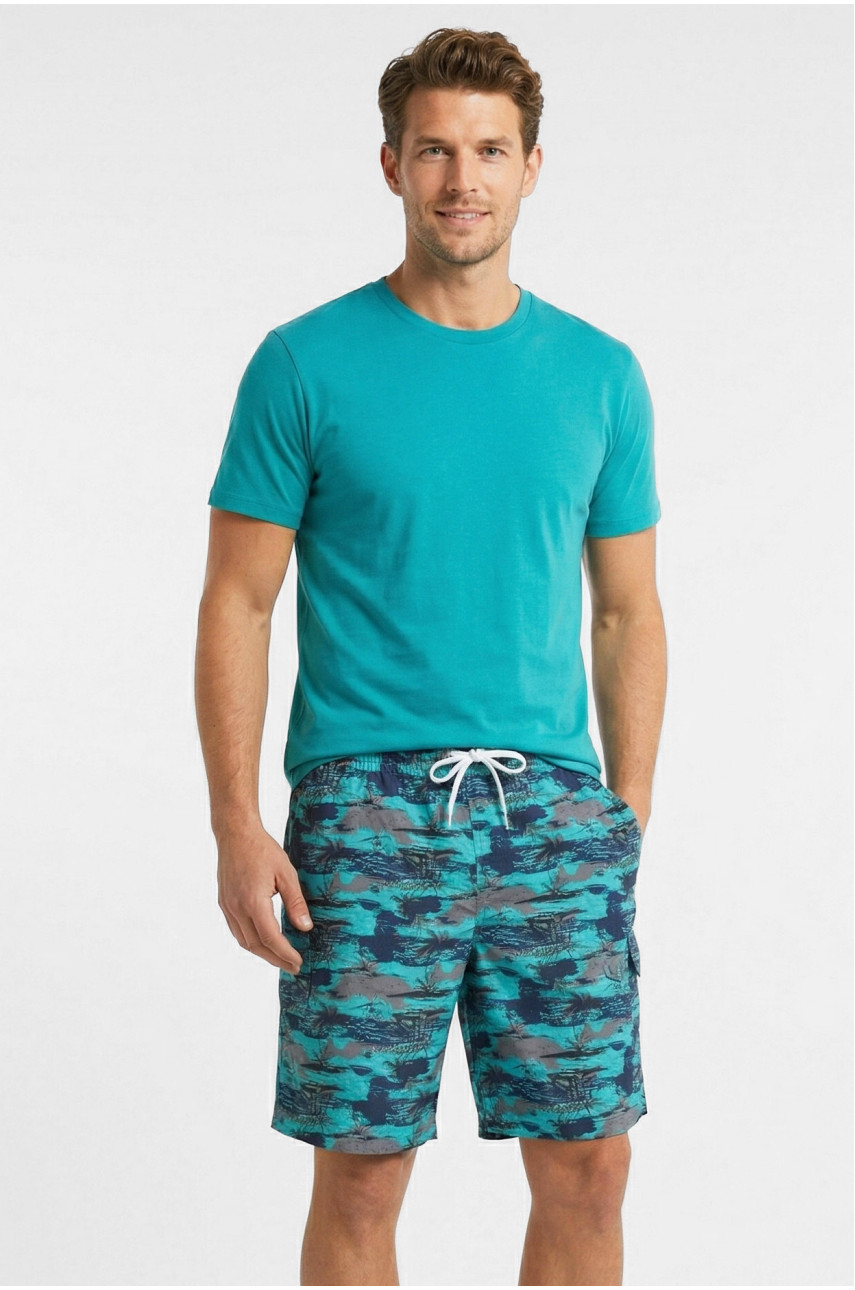 Шорти чоловічі батальні бірюзового кольору з принтом 6808 212468