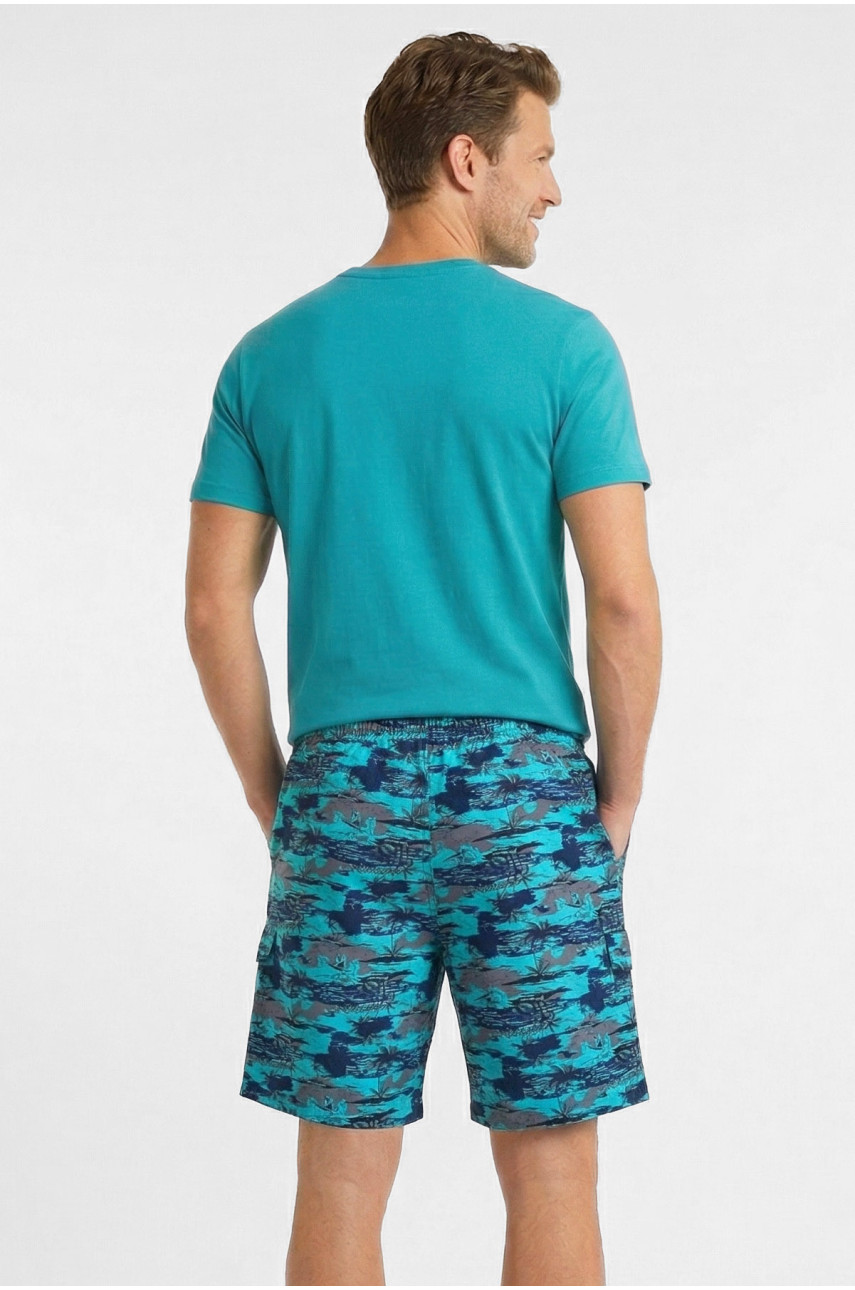 Шорти чоловічі батальні бірюзового кольору з принтом 6808 212468