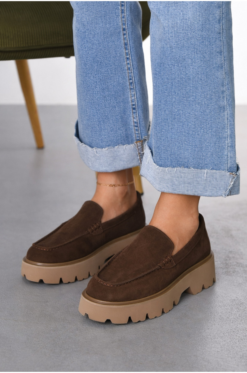 Лофери жіночі шоколадного кольору натуральна замша 59-3 212469