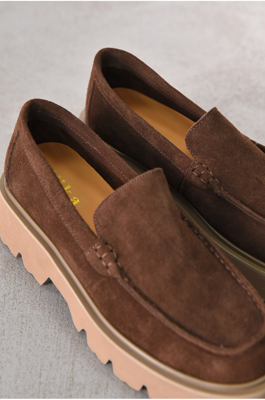 Лофери жіночі шоколадного кольору натуральна замша 59-3 212469