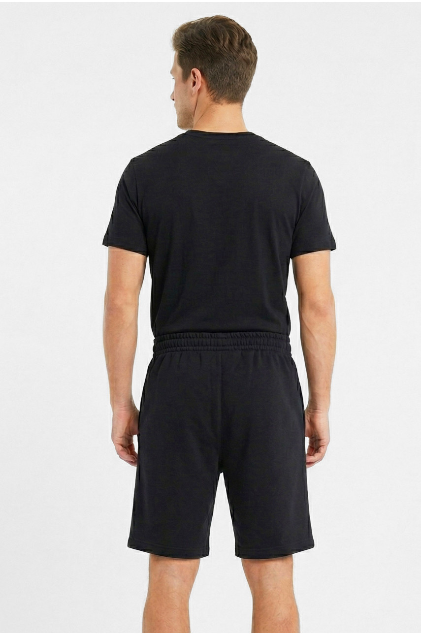 Шорти чоловічі однотонні чорного кольору із принтом 212479