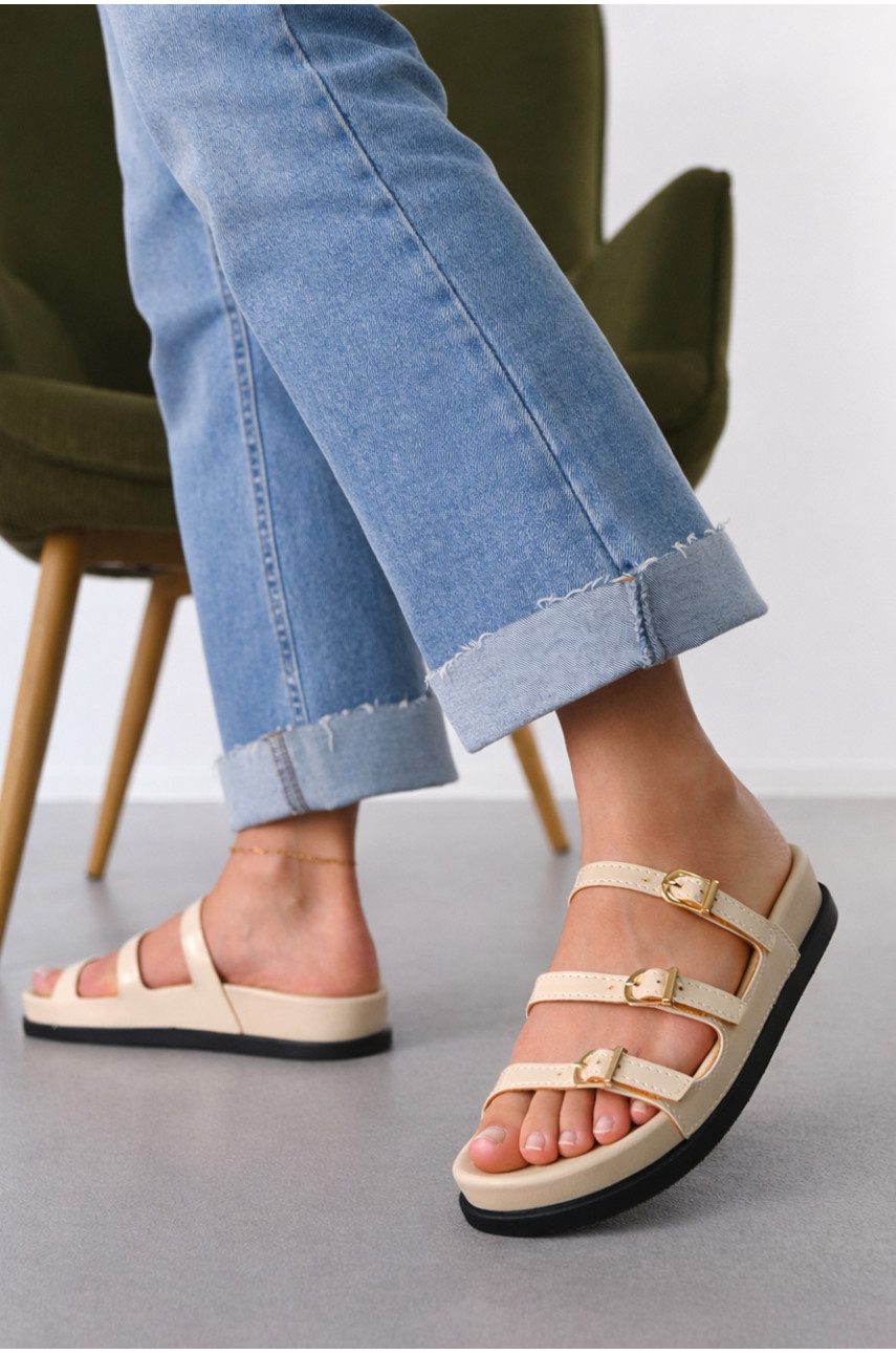 Шлепанцы женские бежевого цвета QQ111-3 212483 Шлепанцы женские бежевого цвета QQ111-3 212483