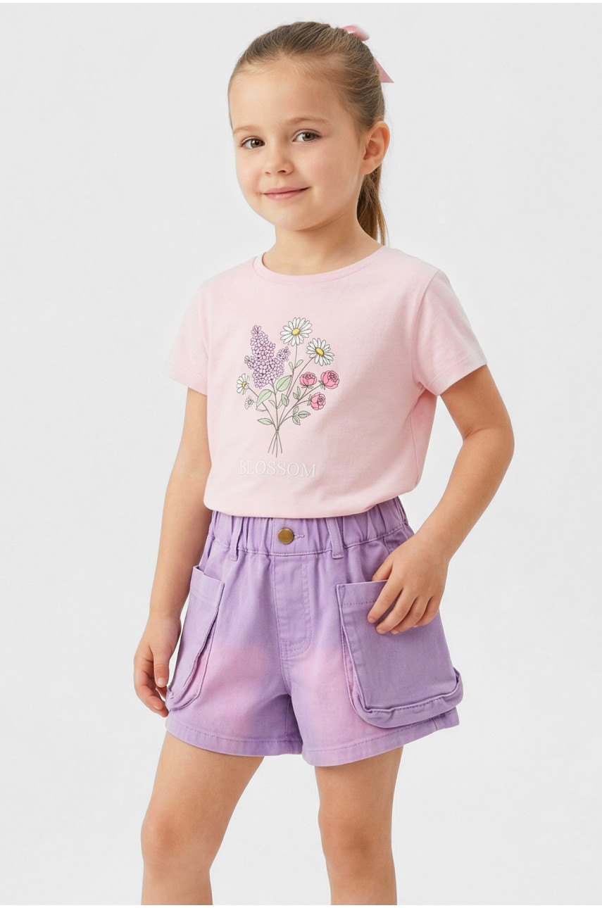 Шорти дитячі джинсові для дівчинки бузкового кольору 8902 212485
