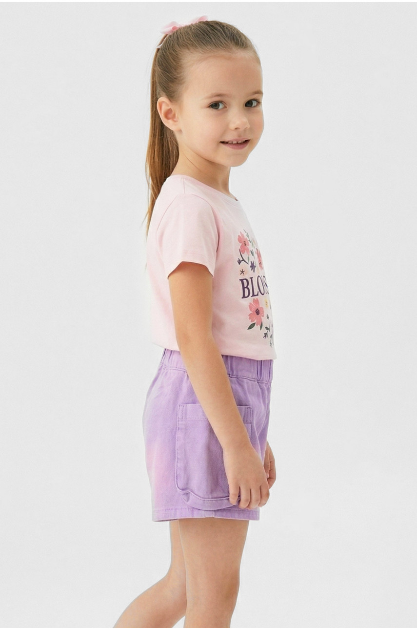 Шорти дитячі джинсові для дівчинки бузкового кольору 8902 212485