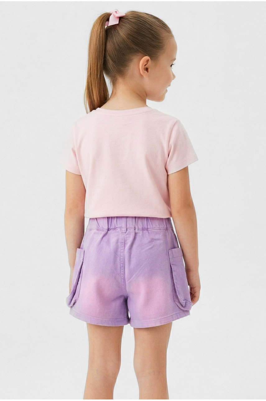 Шорти дитячі джинсові для дівчинки бузкового кольору 8902 212485