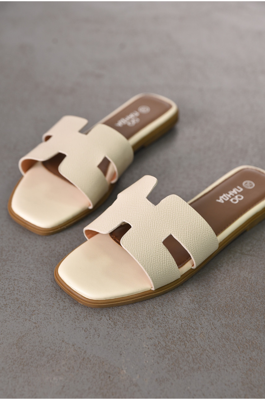 Шльопанці  жіночі бежевого кольору Q130-1 212487