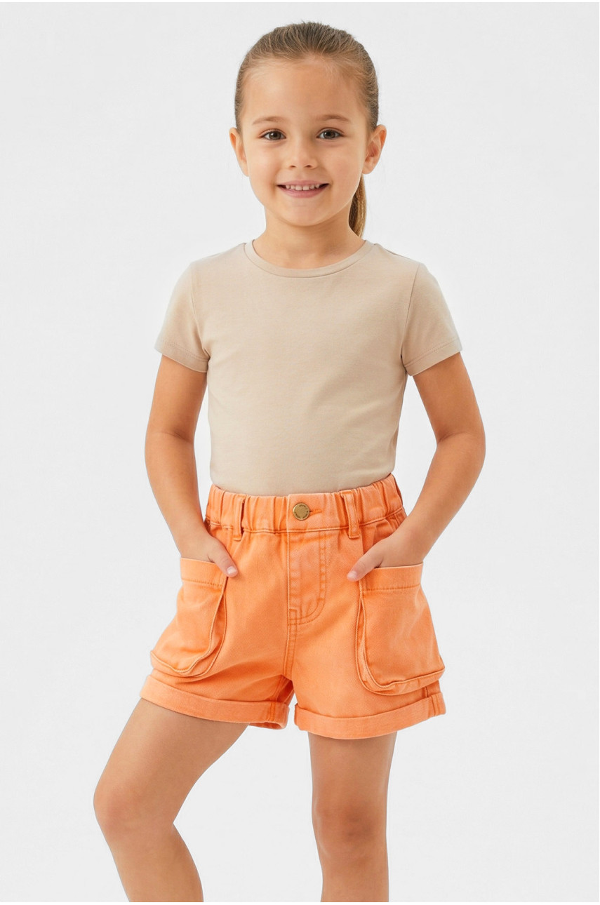 Шорти дитячі джинсові для дівчинки помаранчевого кольору. 8902 212488