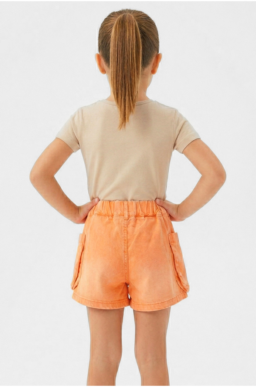 Шорти дитячі джинсові для дівчинки помаранчевого кольору. 8902 212488