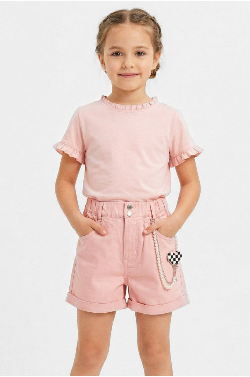 Шорти дитячі для дівчинки світло-рожевого кольору 5506 212493