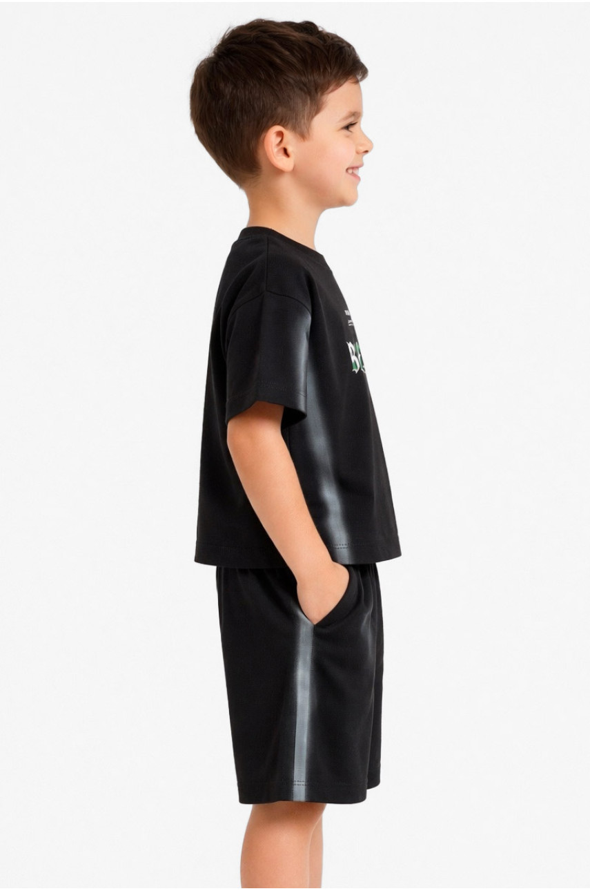 Костюм детский для мальчика черного цвета с принтом DX-77208 212494