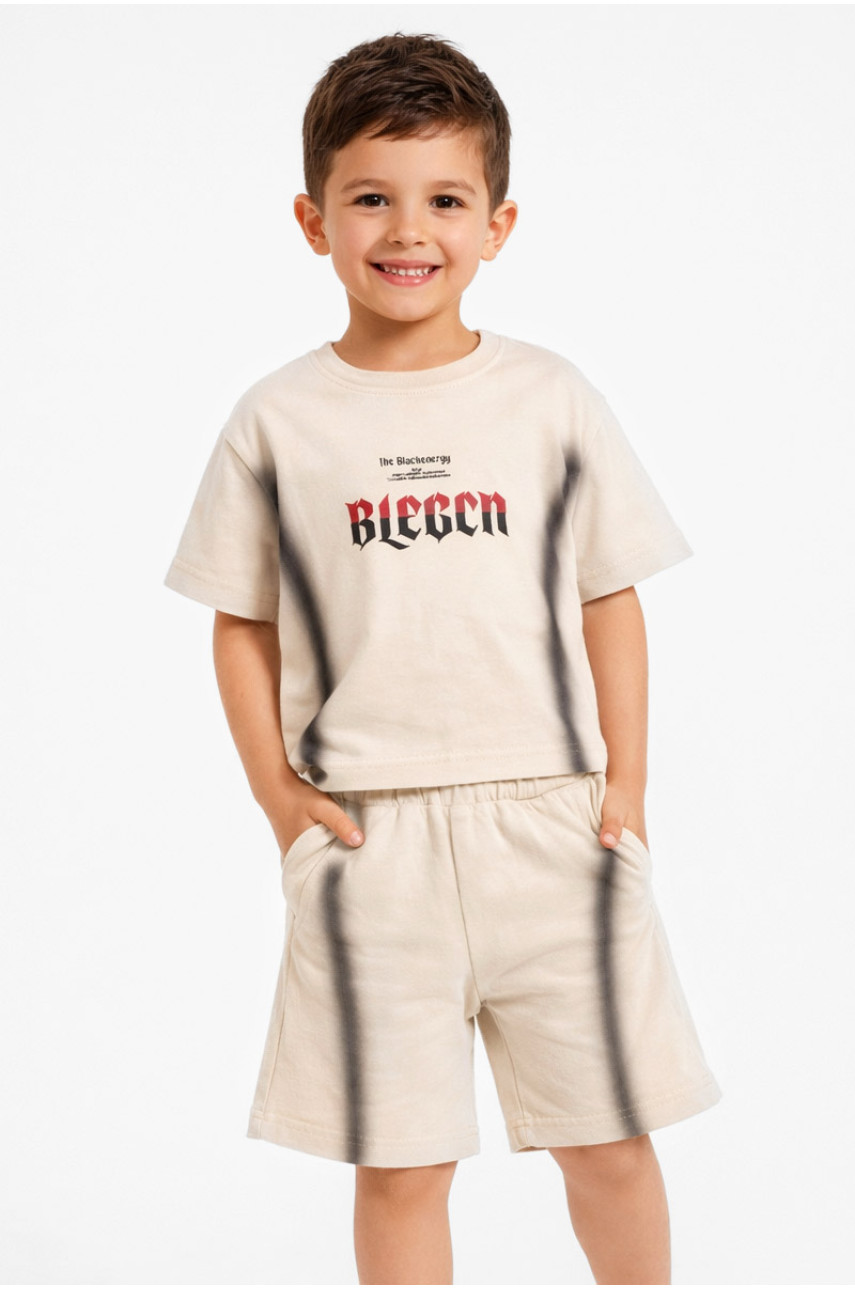 Костюм детский для мальчика бежевого цвета с принтом DX-77208 212495