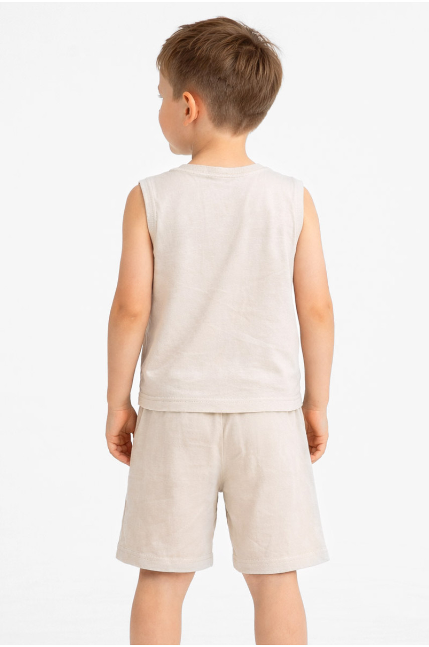 Костюм детский для мальчика светло-бежевого цвета с принтом 11511 212496