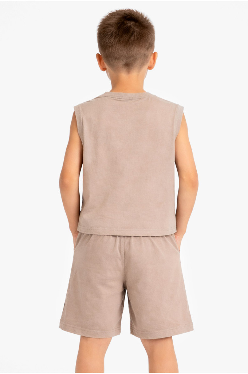 Костюм детский для мальчика бежевого цвета с принтом 11511 212497