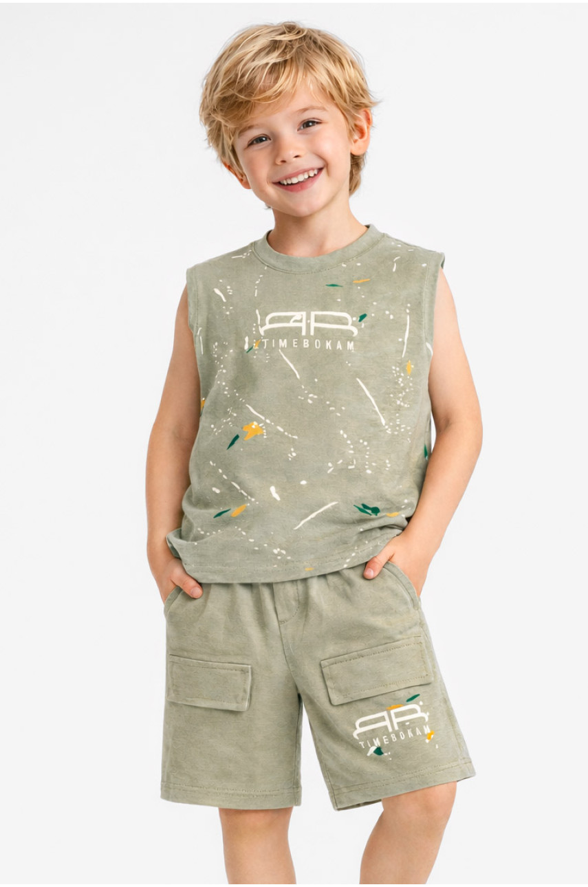 Костюм детский для мальчика зеленого цвета с принтом 11511 212498