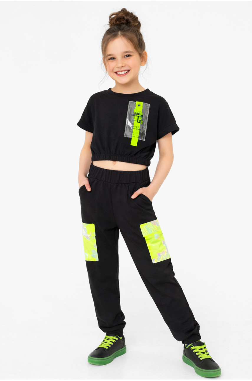 Костюм подростковый для девочки черного цвета 212508