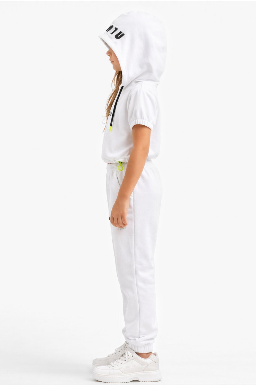 Костюм подростковый для девочки белого цвета с принтом 212512