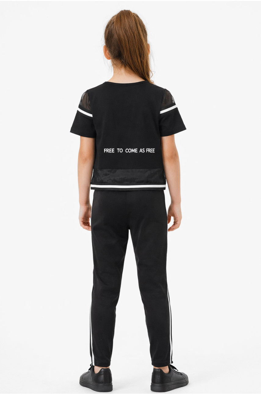 Костюм подростковый для девочки черного цвета с принтом 6014 212519