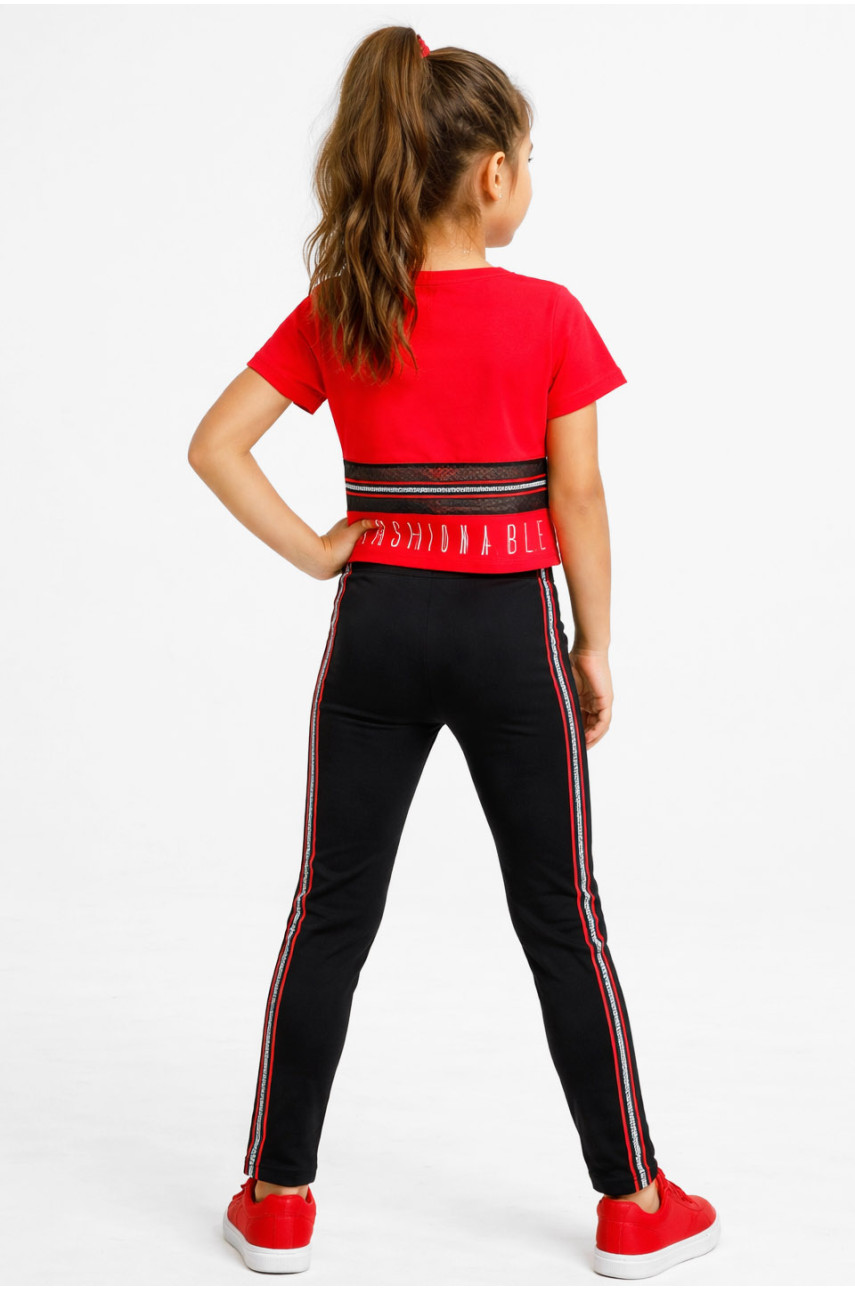 Костюм подростковый для девочки красного цвета с принтом 6018 212521