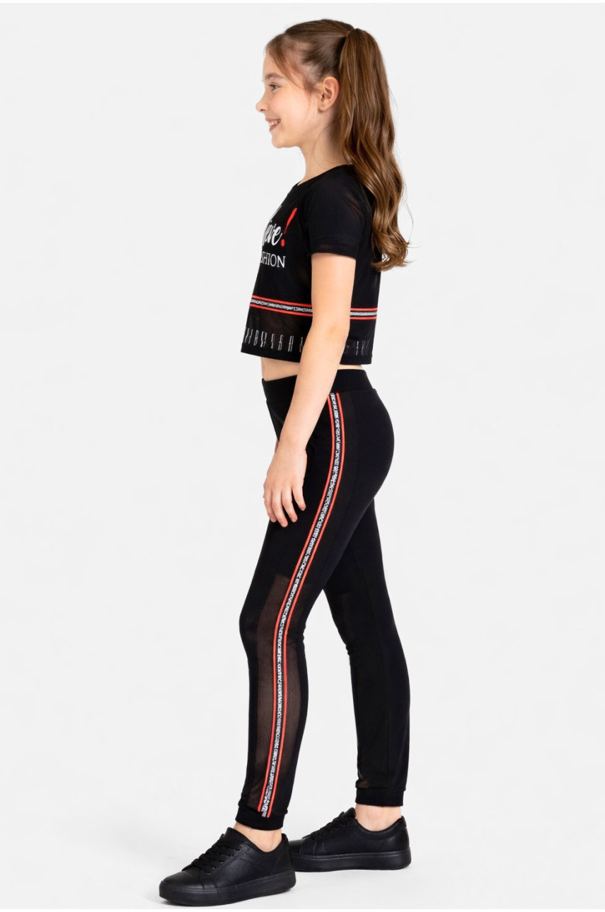 Костюм подростковый для девочки черного цвета с принтом 618 212524