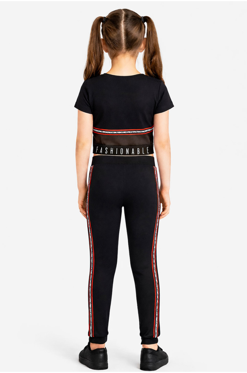 Костюм подростковый для девочки черного цвета с принтом 618 212524