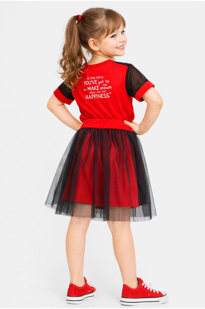 Костюм подростковый для девочки красного цвета с принтом 6030 212526