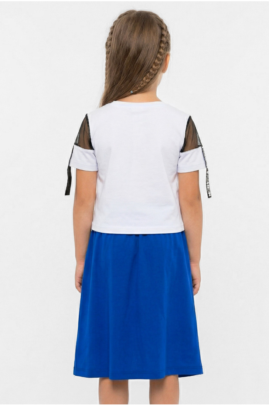 Костюм детский для девочки белого цвета с принтом 6509 212531