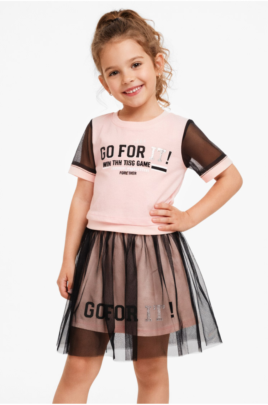 Костюм подростковый для девочки розового цвета с принтом 6030 212533