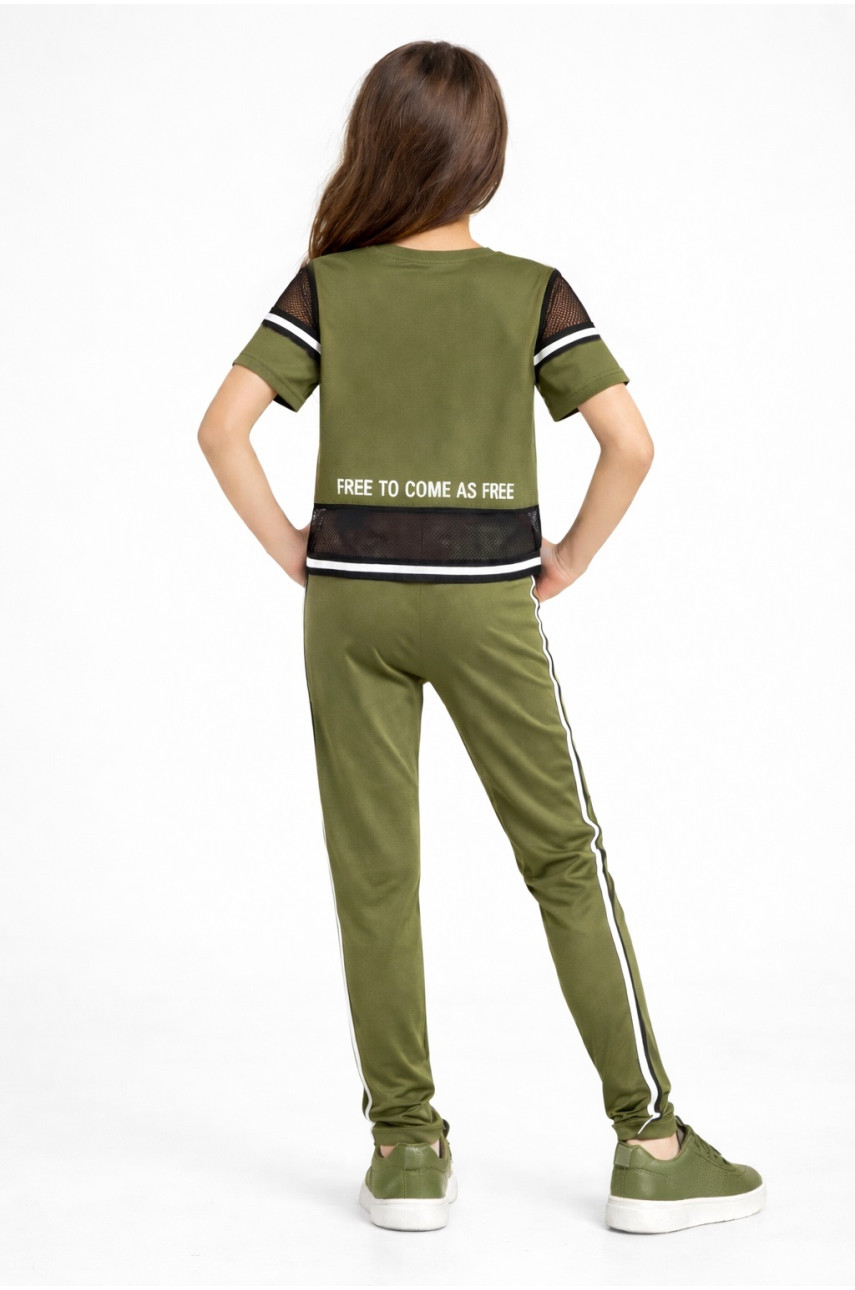 Костюм подростковый для девочки цвета хаки с принтом 6014 212535
