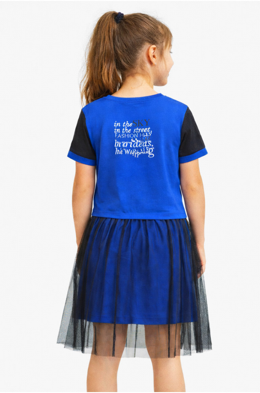 Костюм детский для девочки синего цвета с принтом 6030 212539