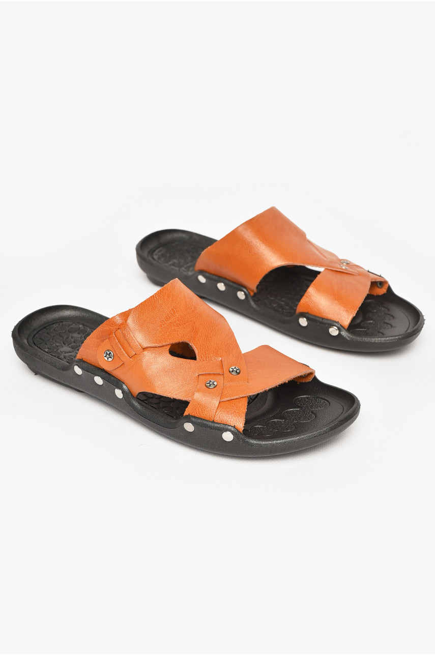 Шлепки мужские светло-коричневого цвета Q9 212543