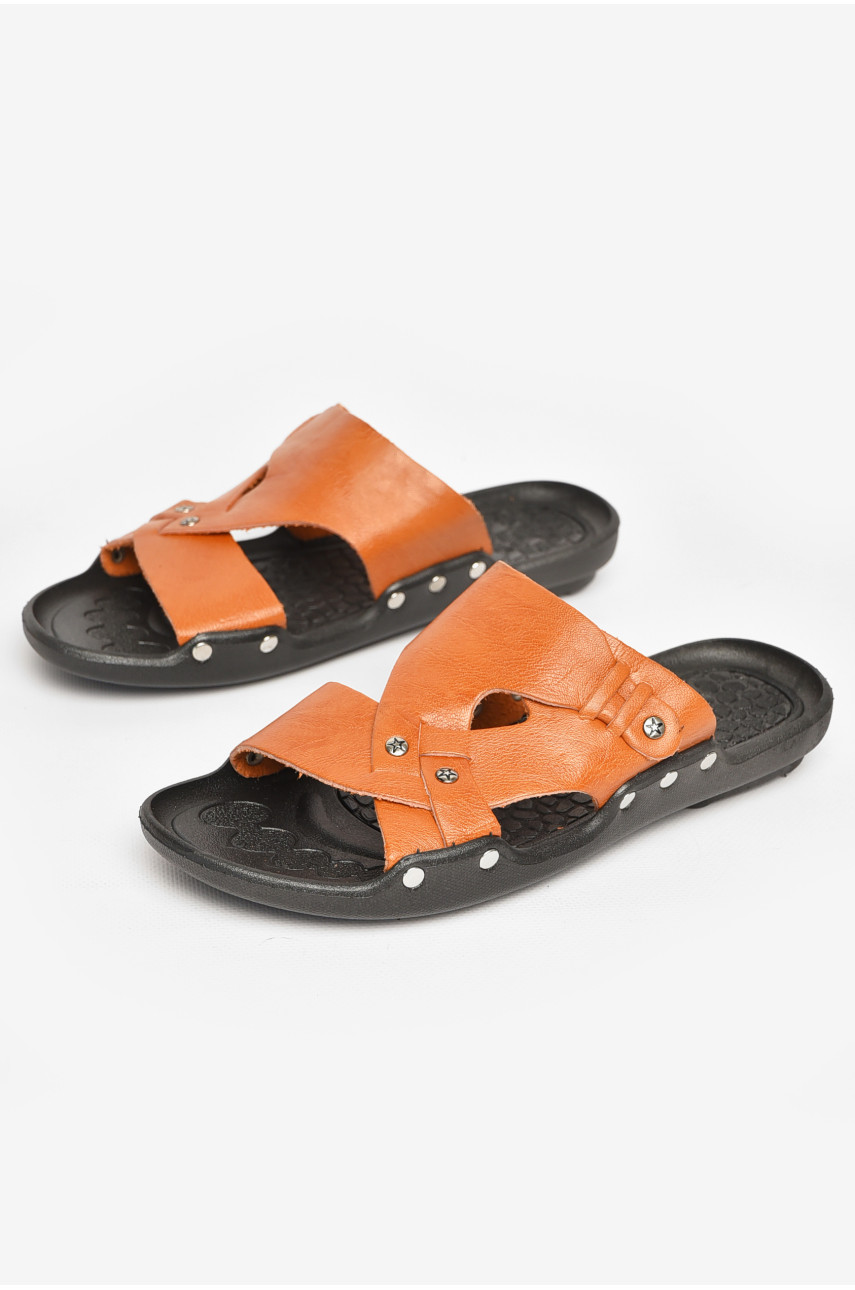 Шлепки мужские светло-коричневого цвета Q9 212543