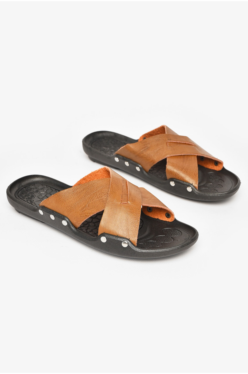 Шлепки мужские светло-коричневого цвета 8А 212547