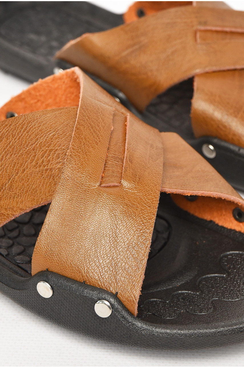 Шлепки мужские светло-коричневого цвета 8А 212547