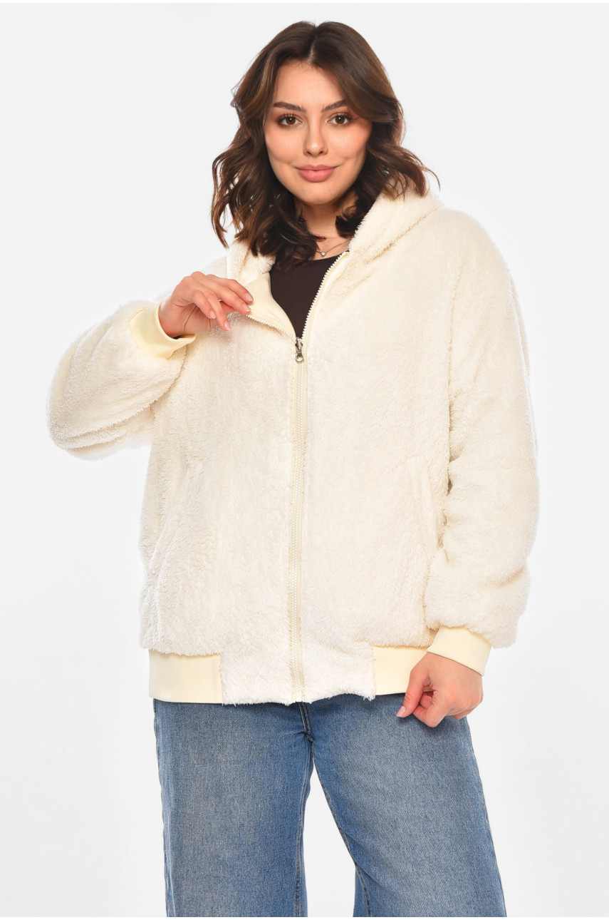 Куртка жіноча демісезонна двостороння молочного кольору 212550