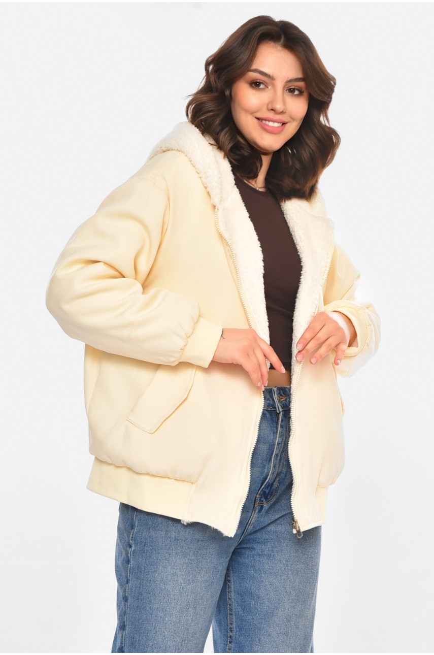 Куртка жіноча демісезонна двостороння молочного кольору 212550