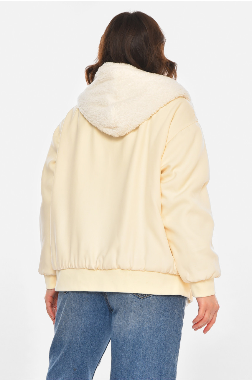 Куртка жіноча демісезонна двостороння молочного кольору 212550