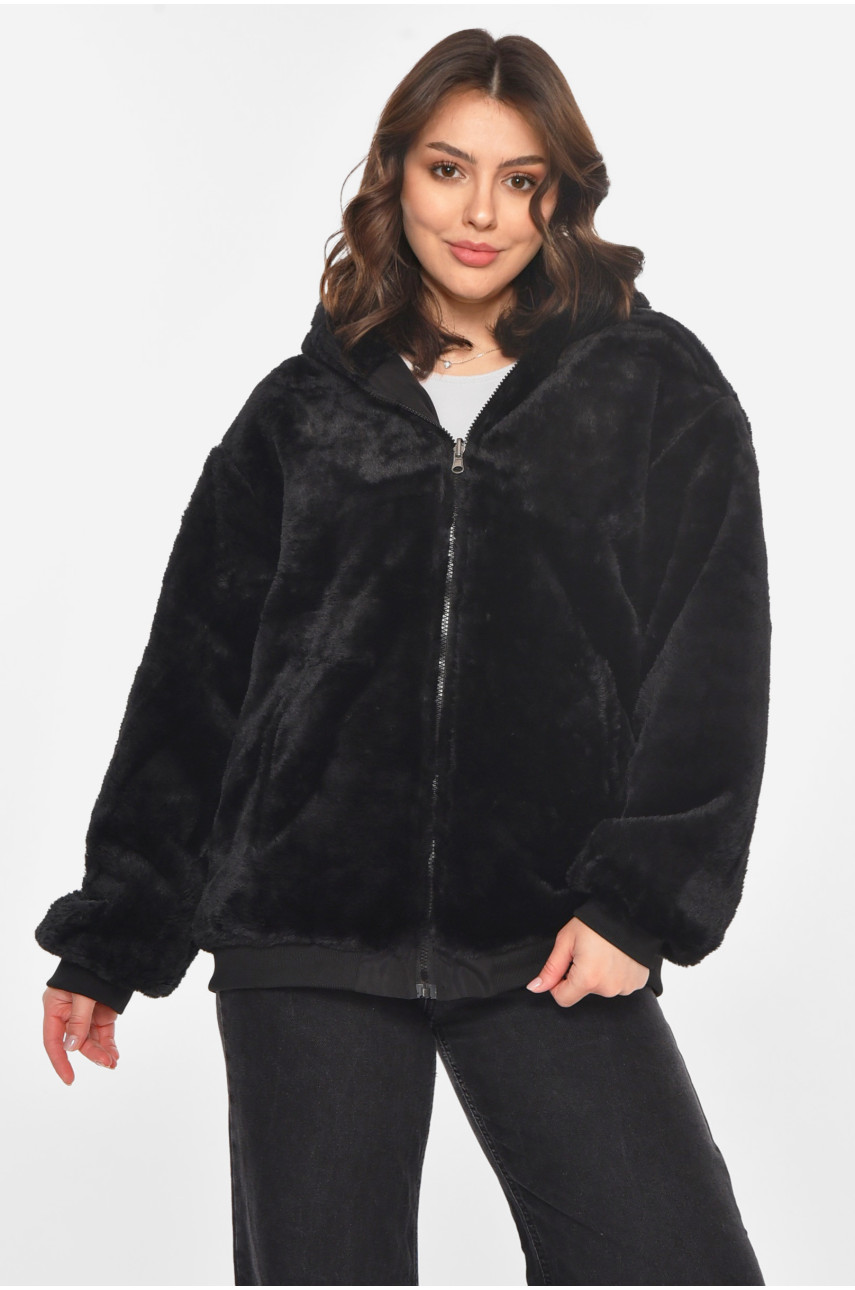 Куртка жіноча демісезонна двостороння чорного кольору 212551