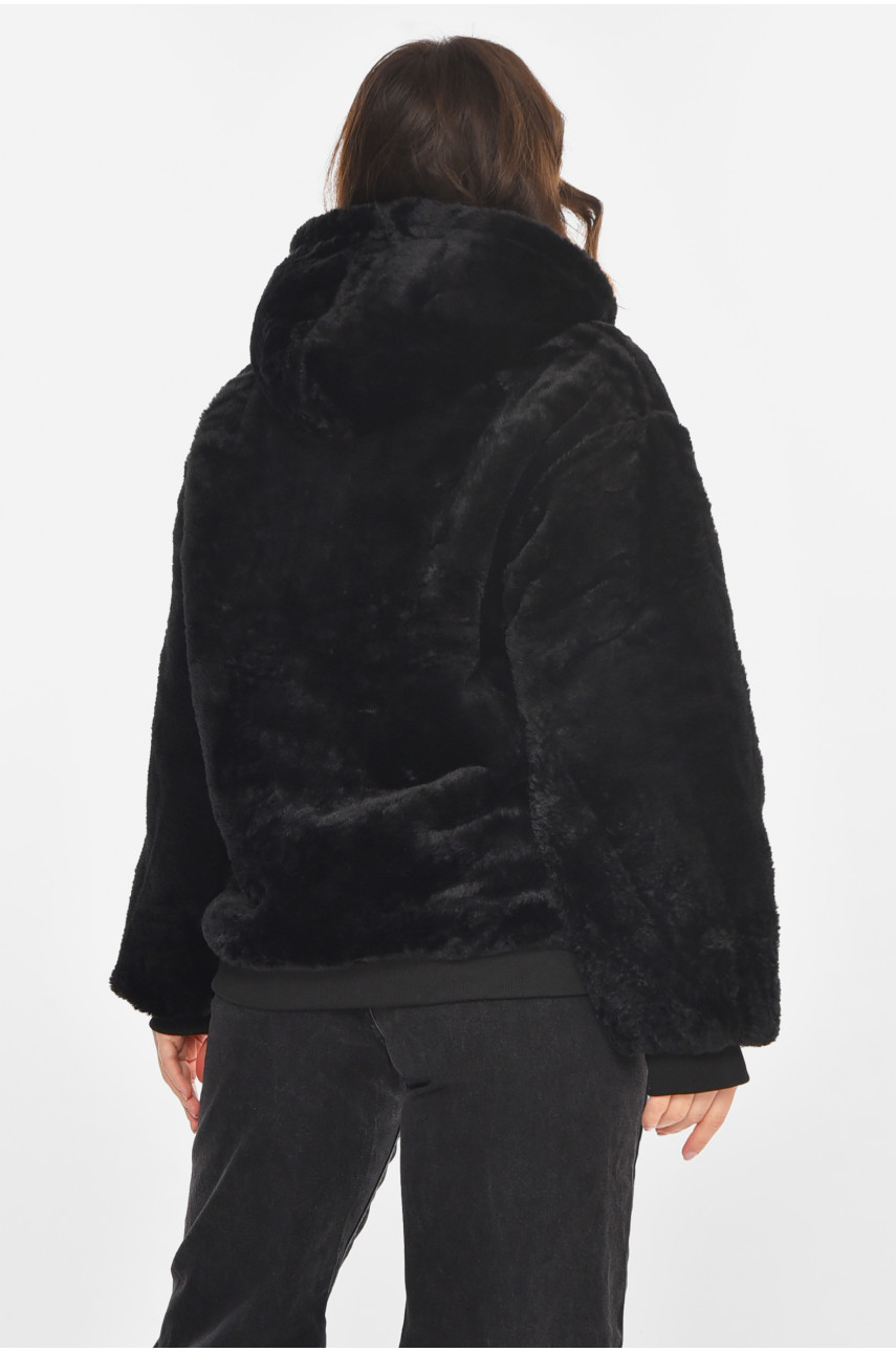 Куртка жіноча демісезонна двостороння чорного кольору 212551