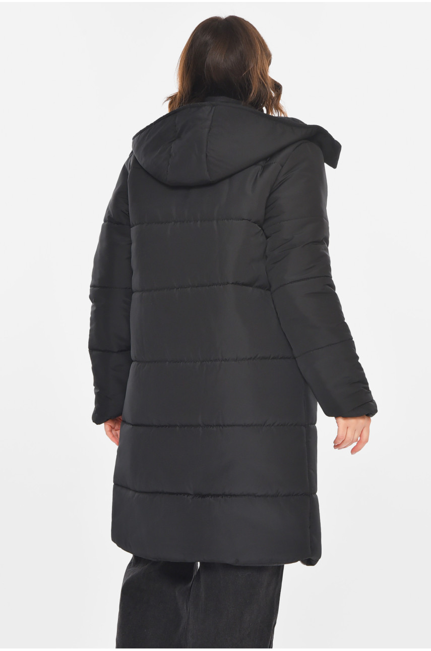 Куртка жіноча подовжена зима чорного кольору 8869 212553