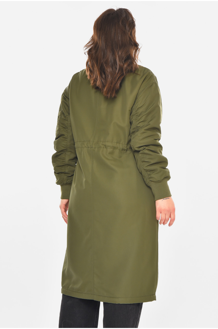 Куртка-парку жіноча однотонна кольору хакі 212554