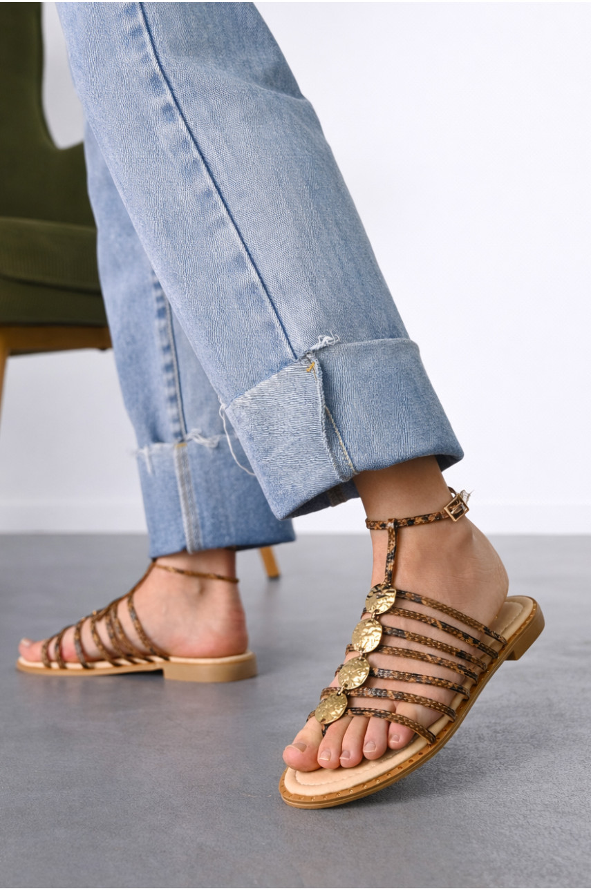 Босоніжки жіночі коричневого кольору СМД69 212560