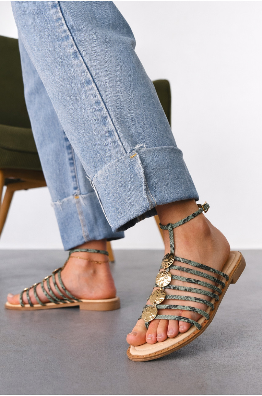 Босоніжки жіночі зеленого кольору СМД70 212561