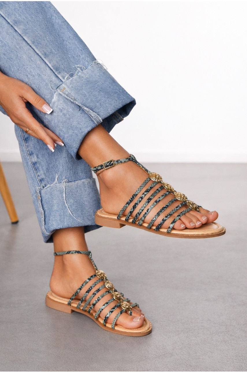 Босоніжки жіночі зеленого кольору СМД70 212561