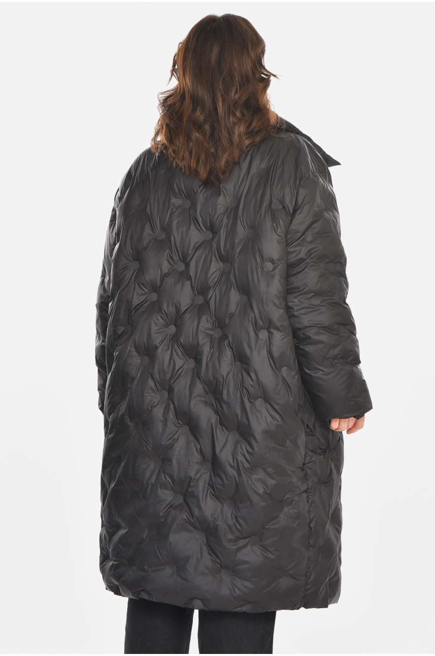 Куртка жіноча подовжена єврозима чорного кольору 212564