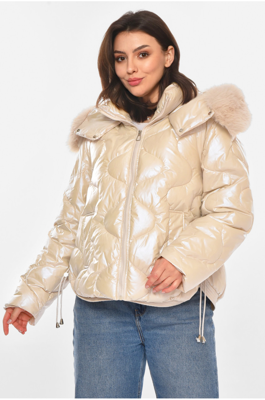 Куртка жіноча демісезонна молочного кольору 212565