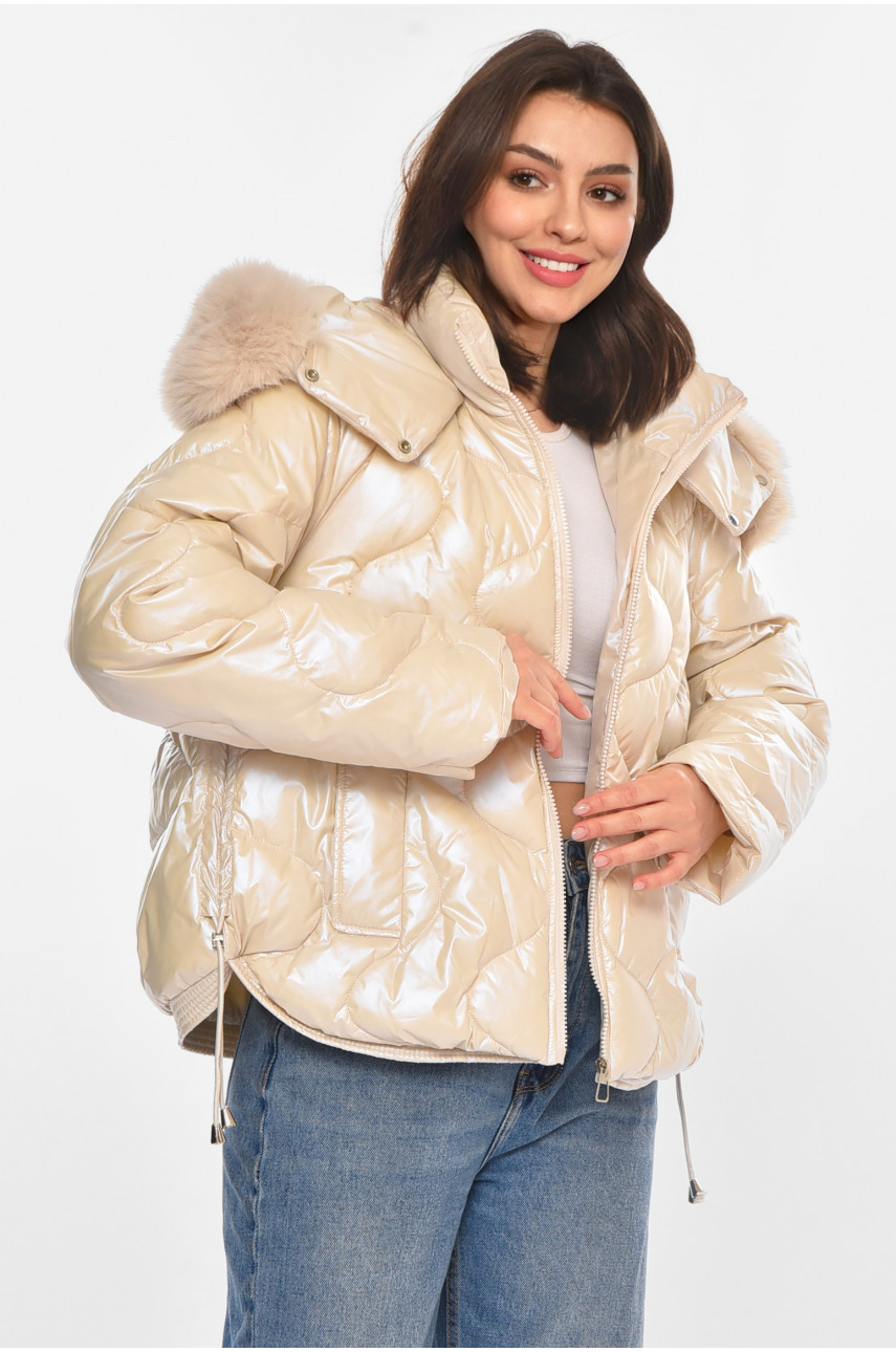 Куртка жіноча демісезонна молочного кольору 212565
