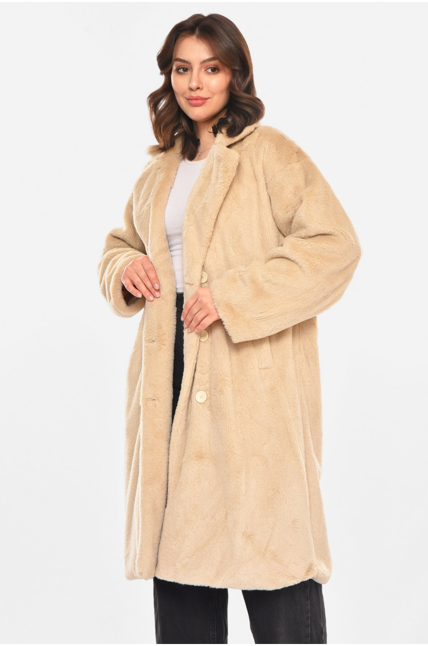 Шубка жіноча демісезонна бежевого кольору 212576