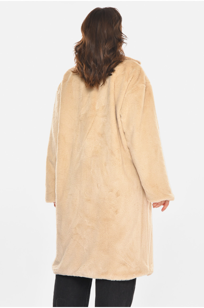 Шубка жіноча демісезонна бежевого кольору 212576