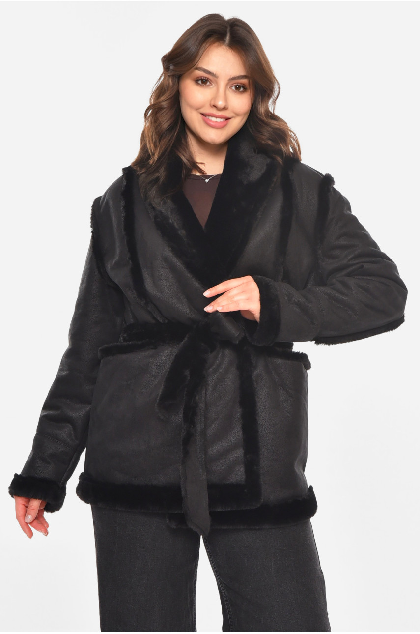 Дублянка жіноча демісезонна чорного кольору 212577