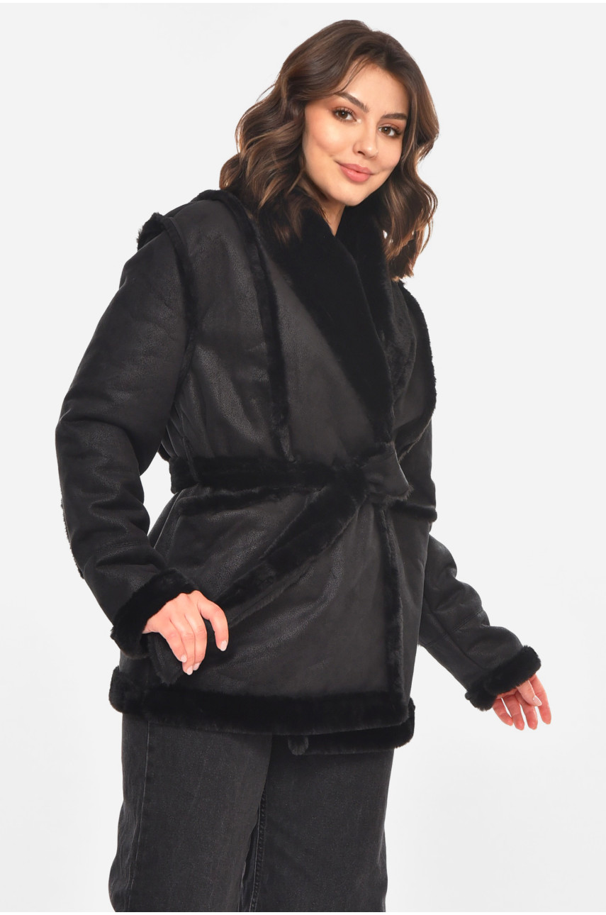 Дублянка жіноча демісезонна чорного кольору 212577